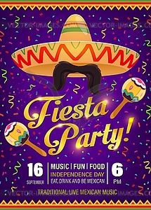 Fiesta mexican party celebration poster - vector image