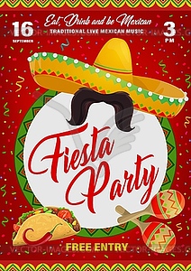 Fiesta party flyer with mexican symbols - vector clipart / vector image