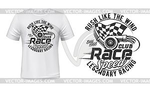 Car racing club t-shirt print mockup - vector image