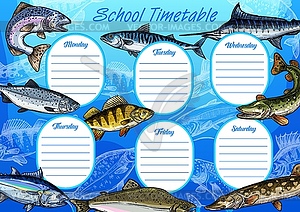 School timetable template with education schedule - vector clipart / vector image