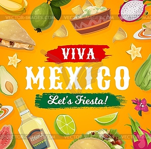 Viva Mexico fiesta party food and drink - vector clipart