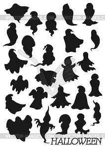 Halloween ghosts, horror night monsters, phantoms - vector image