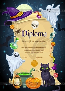 Diploma certificate template. Kids education - vector clip art