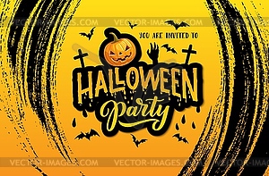 Halloween horror party invitation with pumpkin - royalty-free vector clipart