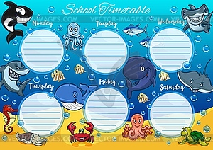 School timetable schedule template of education - vector clipart