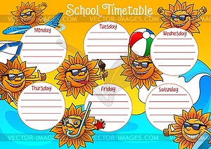School timetable template, education schedule plan - vector clipart