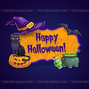 Счастливый Хэллоуин открытка, плакат - клипарт в векторе / векторное изображение