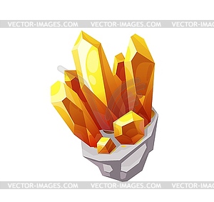 Magic crystal rock yellow color gem stone - vector image