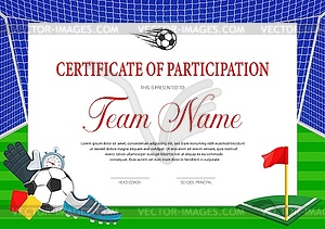 Certificate for soccer tournament participation - vector image