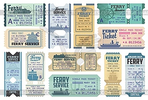 Ferry tickets for ocean and sea cruise, set - vector EPS clipart