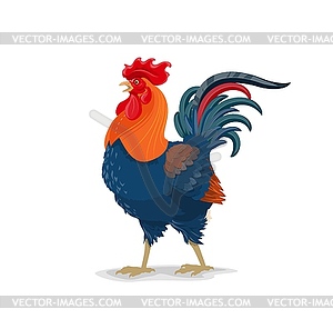 Cartoon rooster, cock china zodiac, asian symbol - vector image