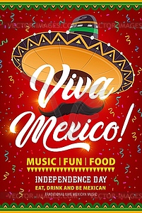 Viva Mexico flyer with mexican symbols - vector image