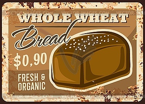 Пекарня хлеб металлическая ржавая тарелка пшеничный хлеб цена - изображение в векторном виде
