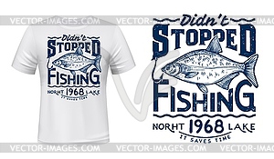 Lake or river fishing t-shirt print with bream - vector clipart