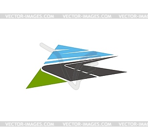 Highway road two lane pathway icon - vector image