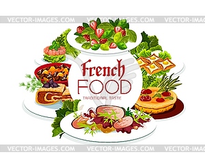 Французская кухня Французские блюда, еда плакат - иллюстрация в векторе