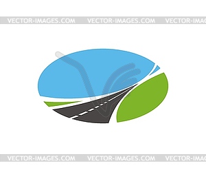 Pathway, highway icon. Tapering paved road - vector clipart