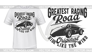Vintage racing roadster t-shirt print - vector EPS clipart