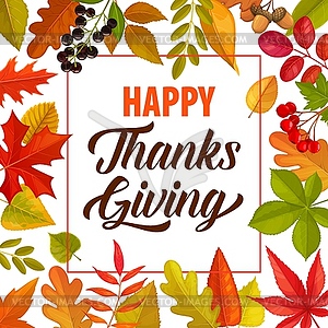 Happy Thanks Giving frame with lettering - stock vector clipart