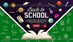 Back to school chalkboard web banner - vector clipart