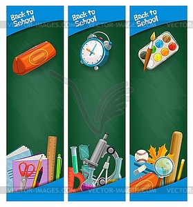 Back to school education banners green chalkboards - vector clipart