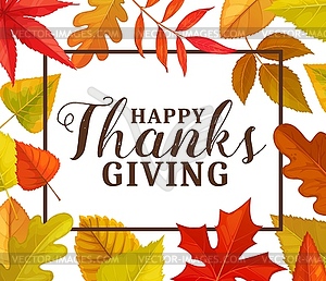 Happy Thanks Giving greeting card, frame - vector clip art