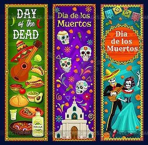 Dead Day sugar skulls, mariachi skeleton, Catrina - vector clipart