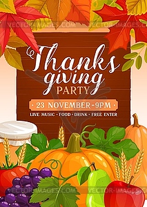 Thanks Giving party flyer with pumpkins - vector clipart