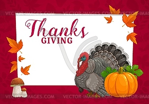 Happy Thanks Giving frame with turkey - vector EPS clipart