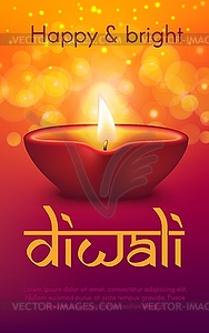 Индийский праздник Дивали или Дипавали лампа дия - векторная иллюстрация