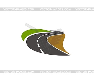 Road, pathway, highway icon, curve driveway - vector clip art