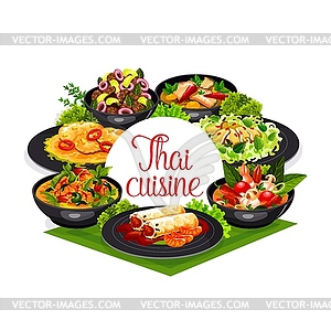 Thai cuisine Thailand food dishes frame - vector image