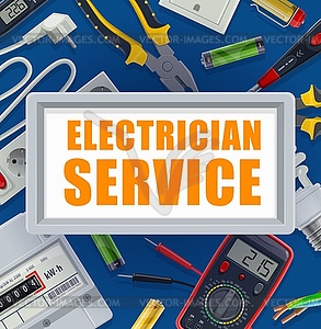 Electrician service, power industry banner - vector clip art