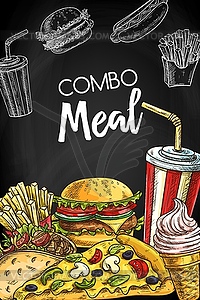 Fast food takeaways menu cover template - vector image