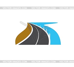 Значок дороги, шоссе, уличный драйв, путешествия и скорость - векторная графика