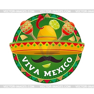 Икона "Вива Мексика", символы мексиканской культуры - клипарт в векторе / векторное изображение