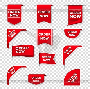 Order now red ribbon, bookmark or banner corner - royalty-free vector image