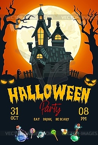 Halloween horror night party poster - vector clipart