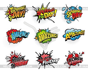 Comics bubbles for shopping day and black friday - vector clip art