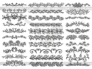 Набор шаблонов цветочных границ или разделителей - стоковый векторный клипарт
