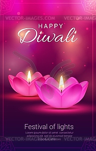 Indian Diwali festival diya lamps, Hindu religion - vector clipart