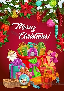 Merry Christmas winter holidays, Santa Xmas gifts - vector EPS clipart