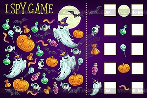 I spy game template of find Halloween objects - vector clipart