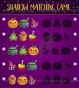 Halloween shadow matching kid game template - vector clipart