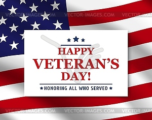 С Днем ветеранов на фоне флага США - векторное графическое изображение