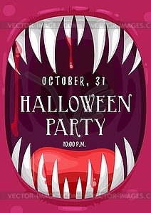 Halloween party poster in screaming vampire frame - vector clipart