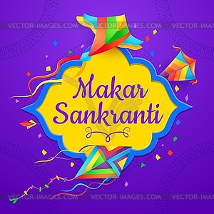 Индийский фестиваль воздушных змеев праздника Макар Санкранти - изображение в векторном формате