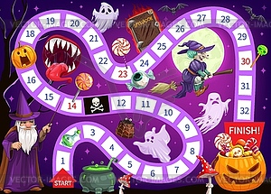 Halloween start to finish board game template - vector clip art