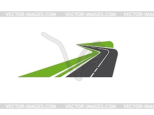 Дорожный путь или значок шоссе пути путь асфальт - векторный клипарт Royalty-Free