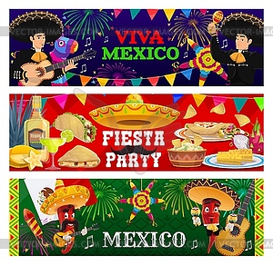 Viva Mexico, набор баннеров для вечеринки fiesta - клипарт в формате EPS